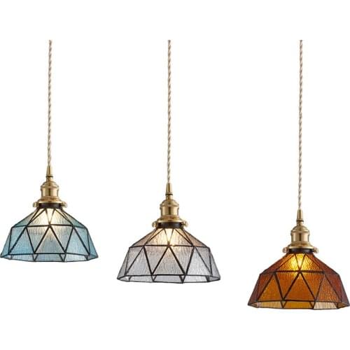 Sanmusion Japanese Glass Pendant Lights Indoor Hang Lighting Fixtures Colorful Glass E27 220V Modern Led Pendant Lamps
