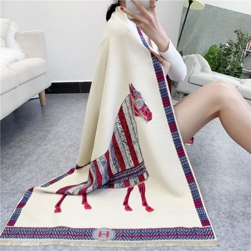 2020 Women Cashmere Blanket Luxury Brand Warm Neck Bandana Pashmina Shawls Wrap Female Hijab Stoles For Travel