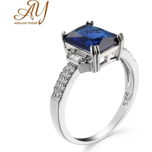 Anillos Yuzuk Top Quality Created Blue Sapphire Rings For Women Silver 925 Sterling Jewelry Ring Wedding Engagement Party Gift