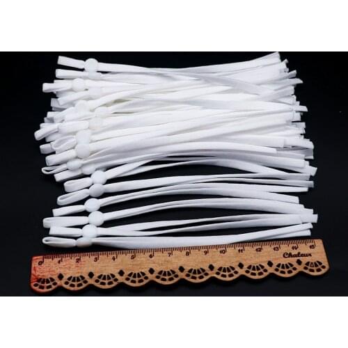 100Pcs15CM/5mm Black and White Elastic Band Nylon Silicone Buckle Adjustable DIY Hanging Ear Rope Suture Mask Craft Accessories