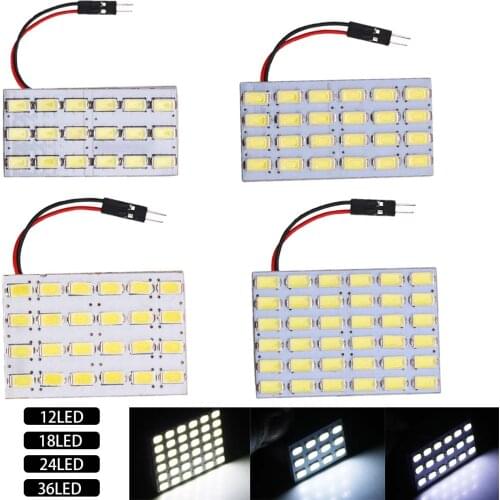 1x LED Auto Panel White SMD 12 18 24 36 LED Interior Roof Map Dome Reading Light Lamp Blub BA9S Festoon T10 W5W Adapter Base
