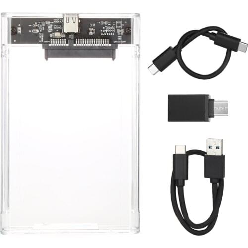 2.5inch Hdd Case USB 3.1 Type-c High Speed Transparent Mobile External Hard Disk Case 2TB USB 3.0