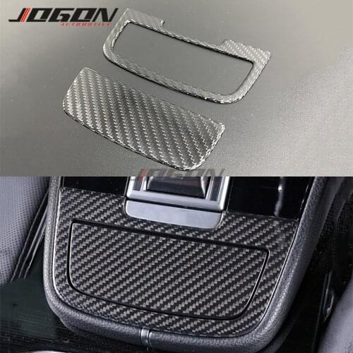 2pcs For Porsche Cayenne 2018 2019 2020 Real Carbon Fiber Car Central Console Cigarette Gear Shifter Panel Trim