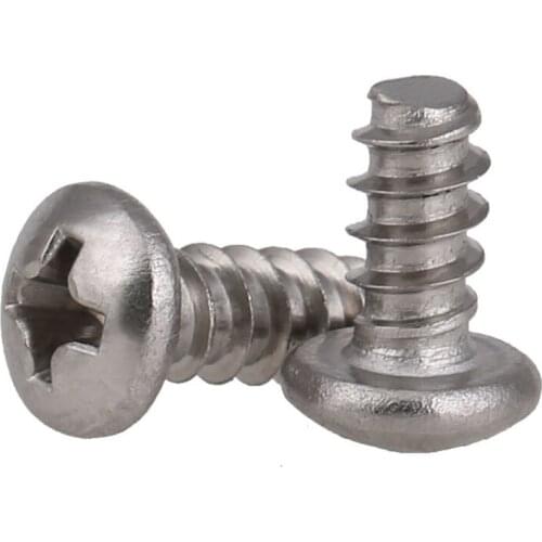 20PCS-M3*4/5/6/8/10/12/14mm 304 Stainless Steel Cross Pan Horizontal Tail Self-tapping Screws/ PB Round Tail