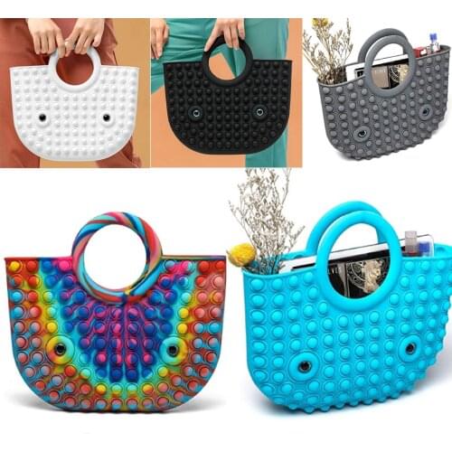 30cm Giant Teens 3D Poped Fidget Reliver Stress Its Toy Rainbow Handbag Cute Bags Pushed Bubbles Simpl Dimmer Girls Cosmetic Bag