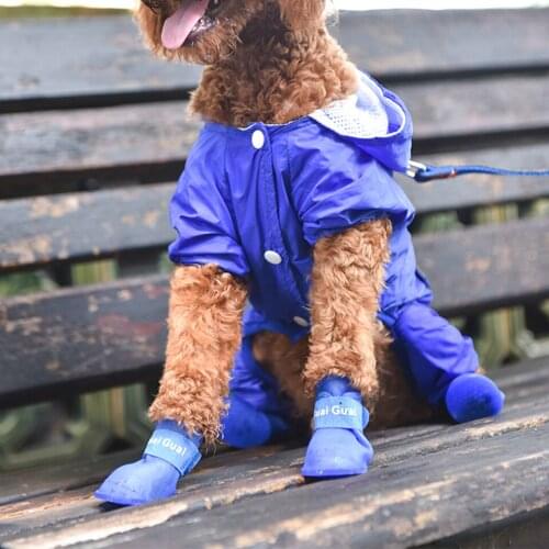 4Pcs/set Pet Dog Shoes Summer Dog Rain Shoes Waterproof Outdoor Easy Cleaning Rubber Portable Anti Slip Cat Puppy Shoes