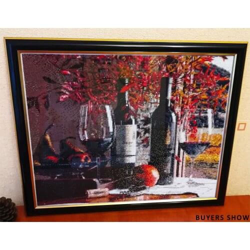 5D DIY Diamond Painting Wine Diamond Embroidery Fruit Sale Mosaic Rhinestone Picture Kitchen Home Decoration