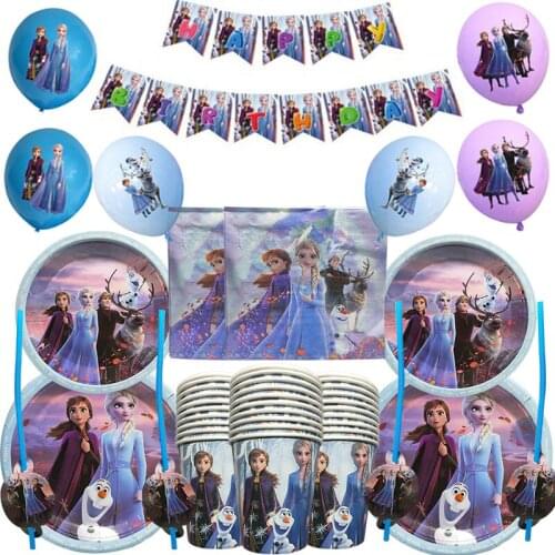 93pc-set frozen Elsa Anna Baby Bath Birthday Party decoration Kids Party cup plate Disposable tableware Party Supplies sets