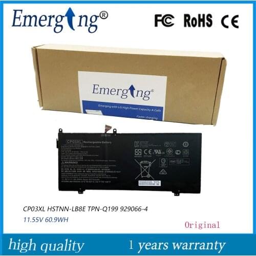 11.55V 60.9WH New Original Laptop Battery CP03XL for HP Spectre x360 13 ae000 TPN-Q199 Q195