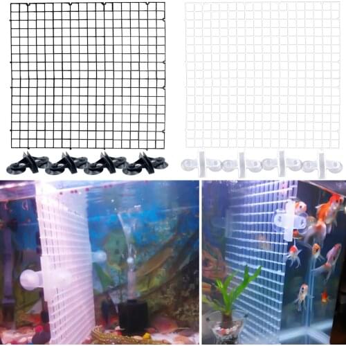 Aquarium Fish Tank Plastic Separation Divider Board Fry Segregation Breeder Net with 4pcs Suction Cups 30 x 30cm