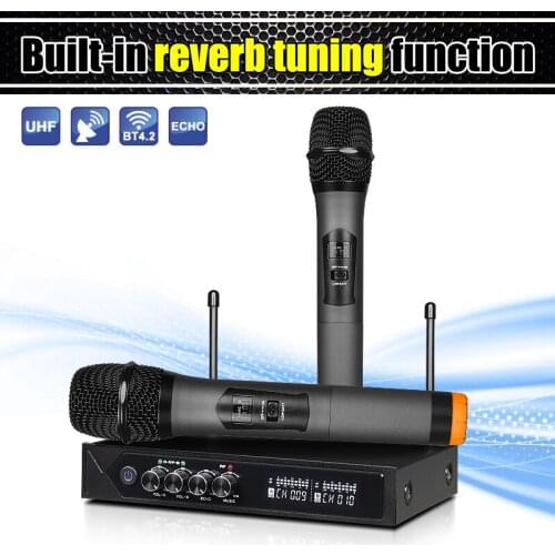 UHF BT Wireless Microphone System Karaoke Dual Handheld Mikrofon for Computer Speaker Studio Microfone Sem fio Party Microphon
