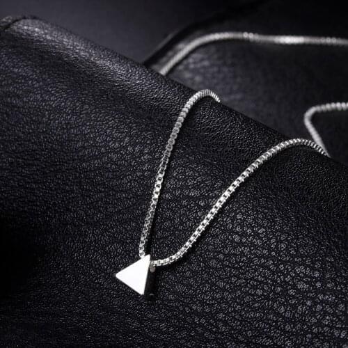 FIne new 925 Sterling Silver Box chain geometry triangle Pendant Necklace For Women Fashion brands party Jewelry Holiday gifts