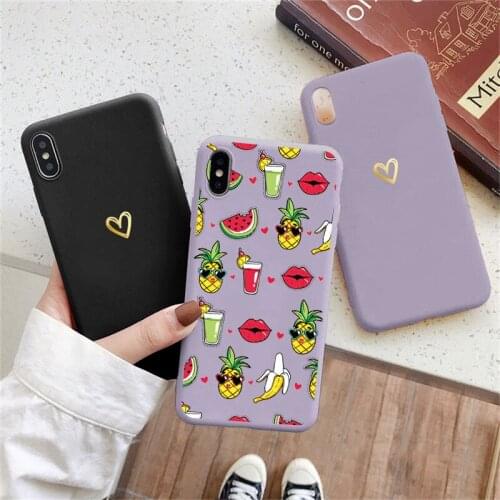 Golden Love Heart Fruit Case For Samsung A50 A51 A52 A12 A21S A71 A31 A32 A70 A72 A10 A40 A41 A20e Galaxy S20 FE S21 Plus Cover