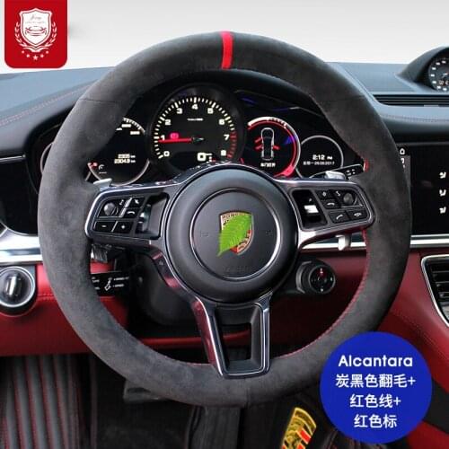Real Alcantara steering wheel cover for Porsche Macan Cayenne taycan panamra 718 Macan 971 9YA 911 Auto parts Grip interior