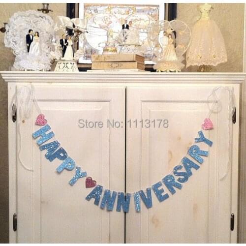 Cheap Happy Anniversary Banner / Garland/ Photo Prop / Wedding Anniversary wedding Bridal Shower garland