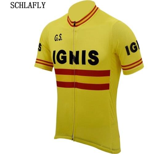 Spain cycling jerseys yellow summer short sleeve retro bike wear jersey road jersey cycling clothing schlafly
