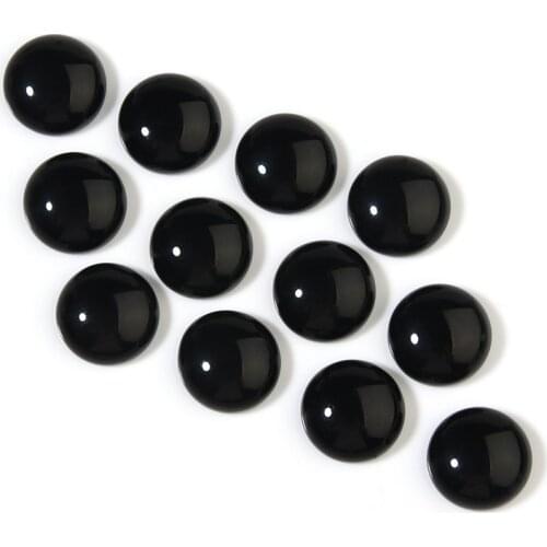 Xinyao 10Pcs 4mm 6mm 8mm 10mm 12mm Black Agate Stone Cabochon for DIY Jewerly Making