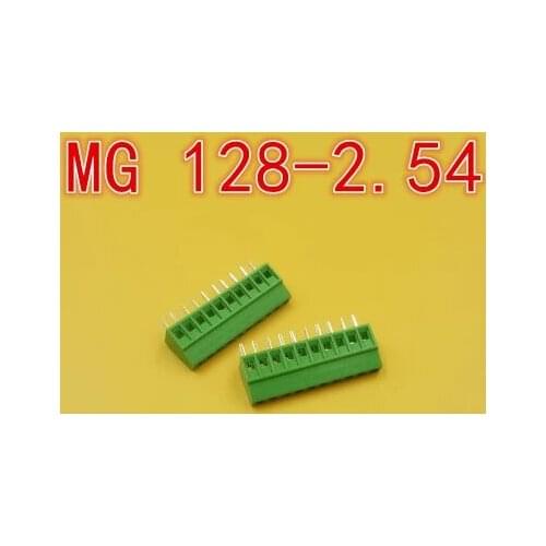 Free Shipping Screw type PCB terminals MG128L/KF128-2P 3P 4P 5P 6P 7P 8P 9P 10P terminal row spacing of 2.54MM