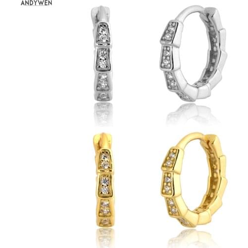 ANDYWEN 925 Sterling Silver 9.4mm Huggies Hoop 2020 Rock Punk Circle CZ Zircon Loops 2020 Piercing Ohrringe Pendiente Jewelry