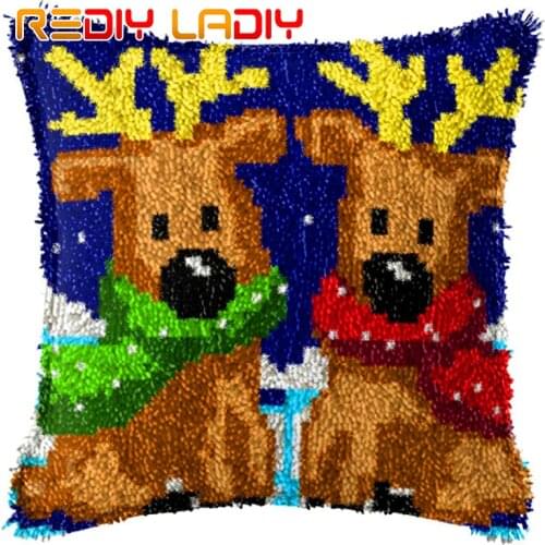 Latch Hook Cushion Cartoon Red Mario Pillow Case Acrylic Yarn Pillow Printed Color Canvas Crochet Cushion Cover Hobby & Crafts