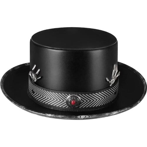 Masquerade Hat for Men Women Cosplay Retro Steampunk Leather Halloween Top Hat Nightclub Party F19B