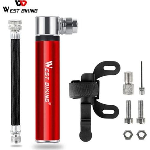 WEST BIKING 100Psi Mini Bike Pump Aluminum Alloy Bicycle Hand Air Pump Tire Inflator Schrader Presta Valve MTB Road Cycling Pump