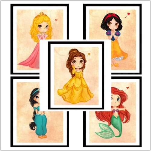 Square Diamond Painting Kit Small Disney Princess Infanta Ranee Begum Ranihandmake Sticker Square Rhinestone Diamond Embroidery