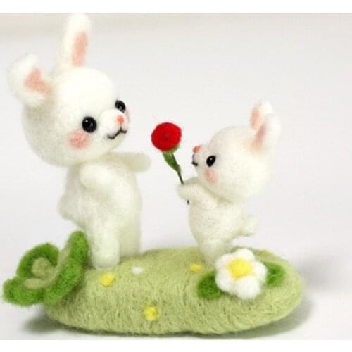 No Finish DIY Needlework Kit For Mothers Day Gift Cute Rabbit Dog Bear Wool Needle Felt Kit Handmade Love Gift For Mom