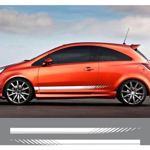 Car Door Side Skirt Stickers Wrap Sheet Waist Line Decals For Opel OPC Mokka Astra Vectra Insignia Corsa Auto Accessories