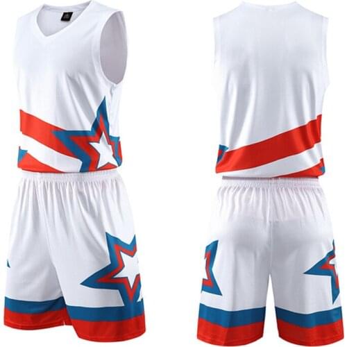 New boys men throwback basketball training jersey set blank college tracksuits breathable basketball jerseys uniforms customized