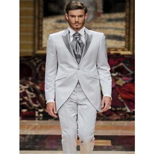 New Men’s Suit Smolking Noivo Terno Slim Fit Easculino Evening Suits For Men (jacket+pants)Groomsmen Peaked Lapel One Button Flo