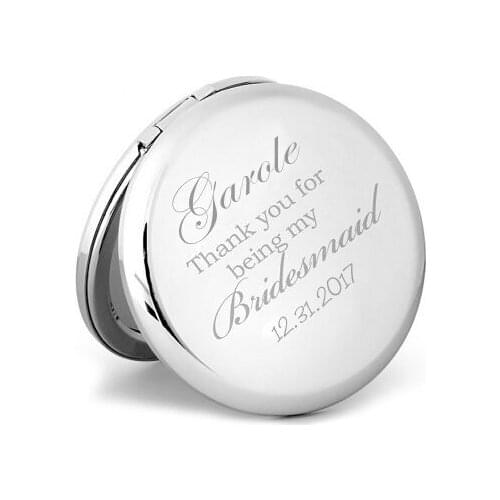 Personalised Compact Mirror Happy Mothers Day Gift favors Silver Engraved On Mirror Cosmetic Favors #18305-1