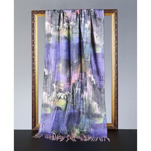 Luxury Brand Scarf Winter New Women Scarf Female Cashmere Oil Painting Shawl Cashmere Studios Warm Woman Wraps
