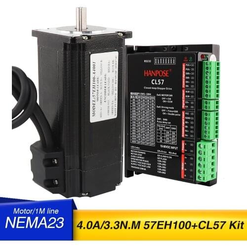 57EH100A4001 Nema23 Closed Loop 4A 3.3N.M Servo motor Stepper Motor 57X100mm+ CL57 drive for 3D Printer Robot Foam Plastic Meta