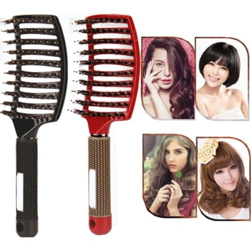 Hair Brush Scalp Massage Comb Hairbrush Bristle&Nylon Women Wet Curly Detangle Hair Brush for Salon Hairdressing Styling Tools