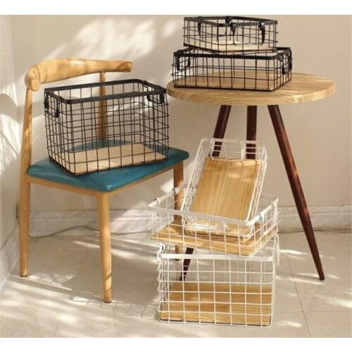 Nordic Wrought Iron Storage Basket Desktop Food Fruit Cosmetic Book Storage Box Kitchen Seasoning Can Sundries Storage Organizer
