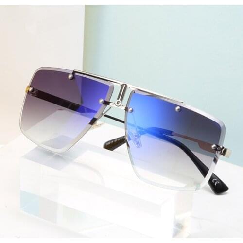 Gradient Rimless Sunglasses Men 2020 Vintage Square Sun Glasses High Quality Brand Designer Blue Mirror Sunglass lentes de sol