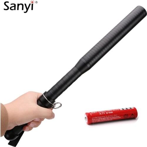 Sanyi Baseball Bat Mace LED Flashlight 3 Modes Portable Lamp for Security Self Defense Ultra Bright 18650 Torch With Hang Rope