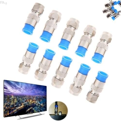 10Pcs RG6 RG59 F Compression Connectors Coaxial Coax Cable Fitting Tools O-Ring