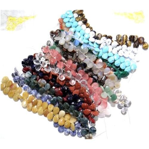 13*18mm Natural stone Turquoises Quartz crystal tiger eye Teardrop section beads for Diy Jewelry Making Necklace Accessories29pc