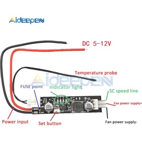 2-3 Wire DC 5V 12V PWM Fan Temperature Controller Governor Speed Controller Switch Temperature Control Governor Module