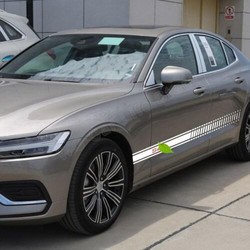 2 Pcs Car Side Stickers for Volvo S60 Auto Tuning Accessories Full Auto Body Decals Cars Sports Long Styling Skirt Sticker