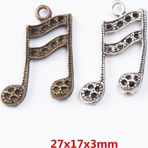 30 pieces of retro metal zinc alloy Musical notes pendant for DIY handmade jewelry necklace making 7203