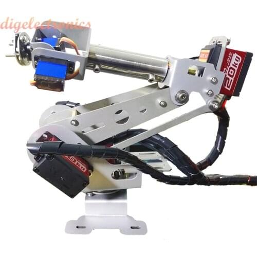 6 DoF Metal Robot Arm, DIY Stainless Steel Manipulator 6 Axis Rotating Remote Control Mechanical Robotic Arm Kit for ARDUINO