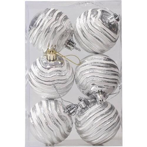6Pcs Champagne Ornaments Balls Decorative Shaped Ball Christmas Tree Pendant 6cm Plastic Gifts Wedding Party Decoration