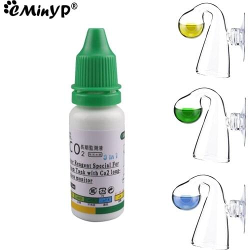 Aquarium CO2 Indicator Solution 15ml Fish Tank Long-Term Monitor CO2 Test PH Liquid ForAquatic Plants (Used with Drop Checker)