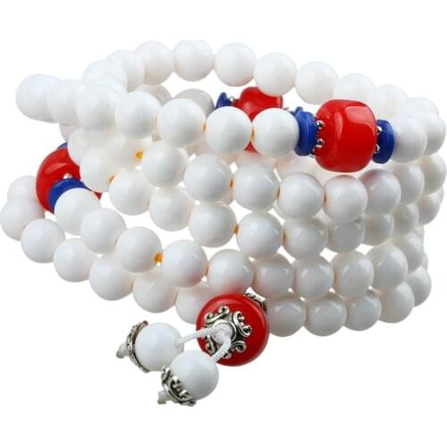 TUMBEELLUWA 108 Mala Bracelet Stone beads Wrap Bracelet Buddhist Buddha Prayer Beads Handmade Bracelet Unisex Jewelry