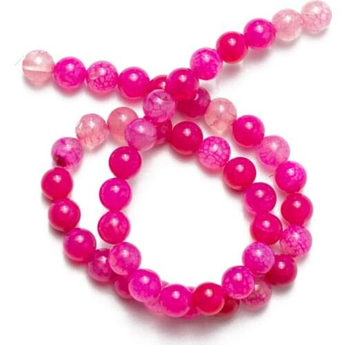 Wholesale Rose Red Cracked Agates Natural Stone Beads Round Loose Beads Needlework for Jewelry Making DIY Bracelet 4 6 8 10 12mm