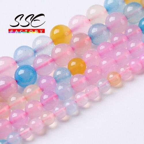Natural Colorful Morganite Agates Onyx Beads Round Loose Stone Beads For Jewelry Making DIY Bracelets Accessories 4 6 8 10 12mm