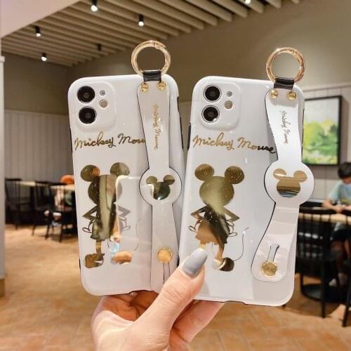 2021 Disney Mickey Minnie Plating Blu-ray Case for iPhone 11 12 Pro Max 12 Mini 7 8 Plus X XR XS Max Phone Cover Coque Shell Bag